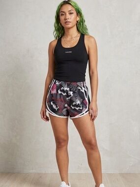 Calvin Klein Black, Pink & White Geometric Athletic Shorts